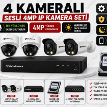 MarkaKamera 4'lü 4MP IP Kamera FULL SET SESLİ
