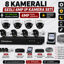 MarkaKamera 8'lİ 4MP IP Kamera FULL SET SESLİ